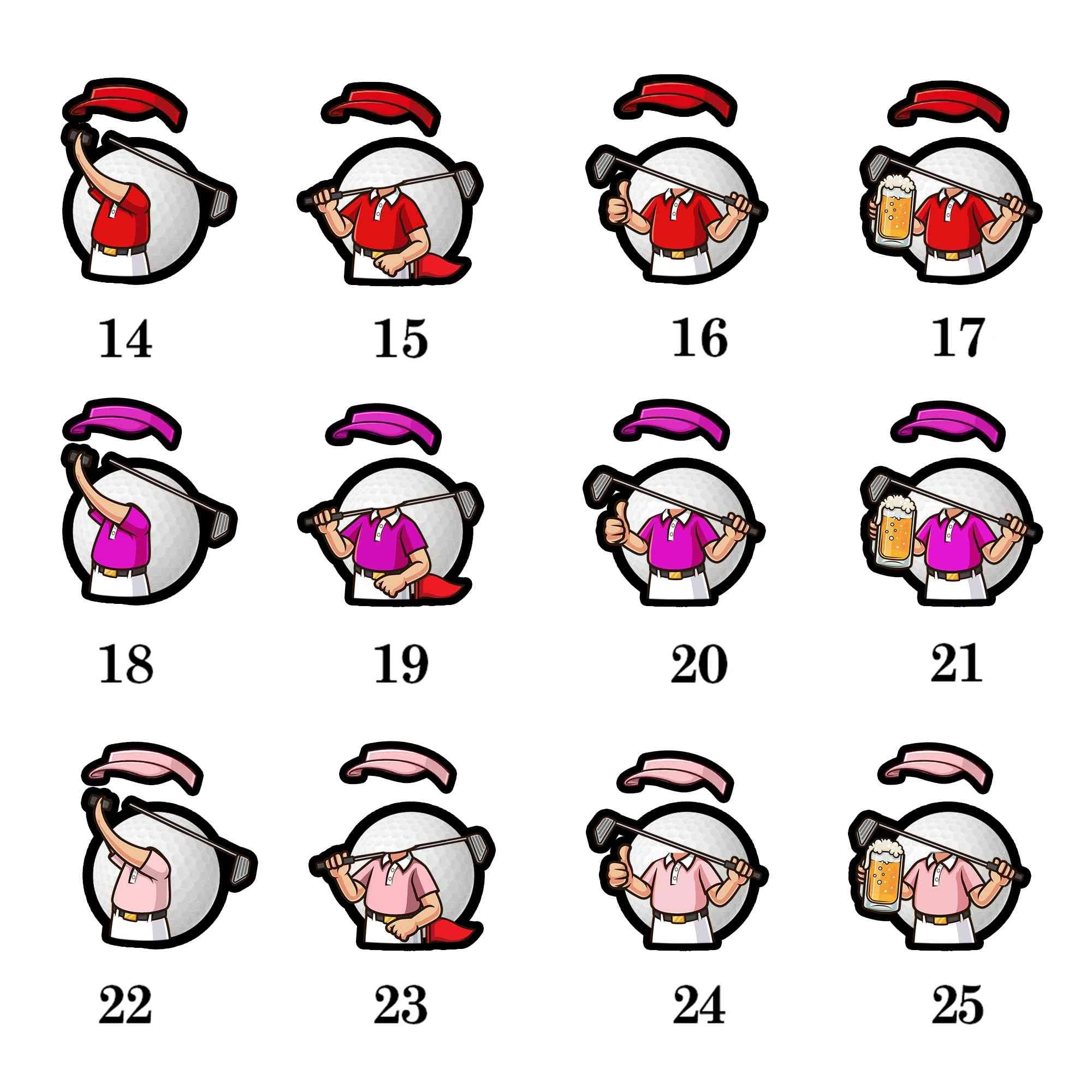 Female cartoon character design options for personalized photo golf ball markers