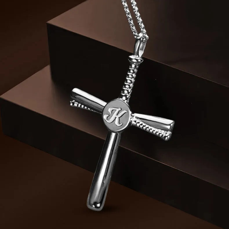 Personalized Baseball Necklace | Custom Initial Baseball Bat Pendant for Players, Fans & Coaches | Baseball Cross Sports Necklace - Belbren