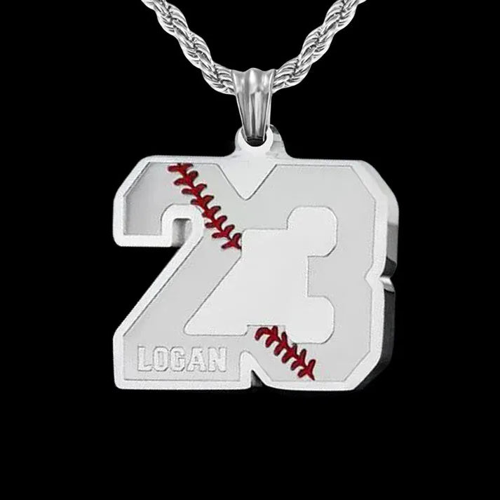 Custom Baseball Necklace | Personalized Jersey Number & Name Pendant | Stainless Steel Sports Gift for Players & Fans - Belbren