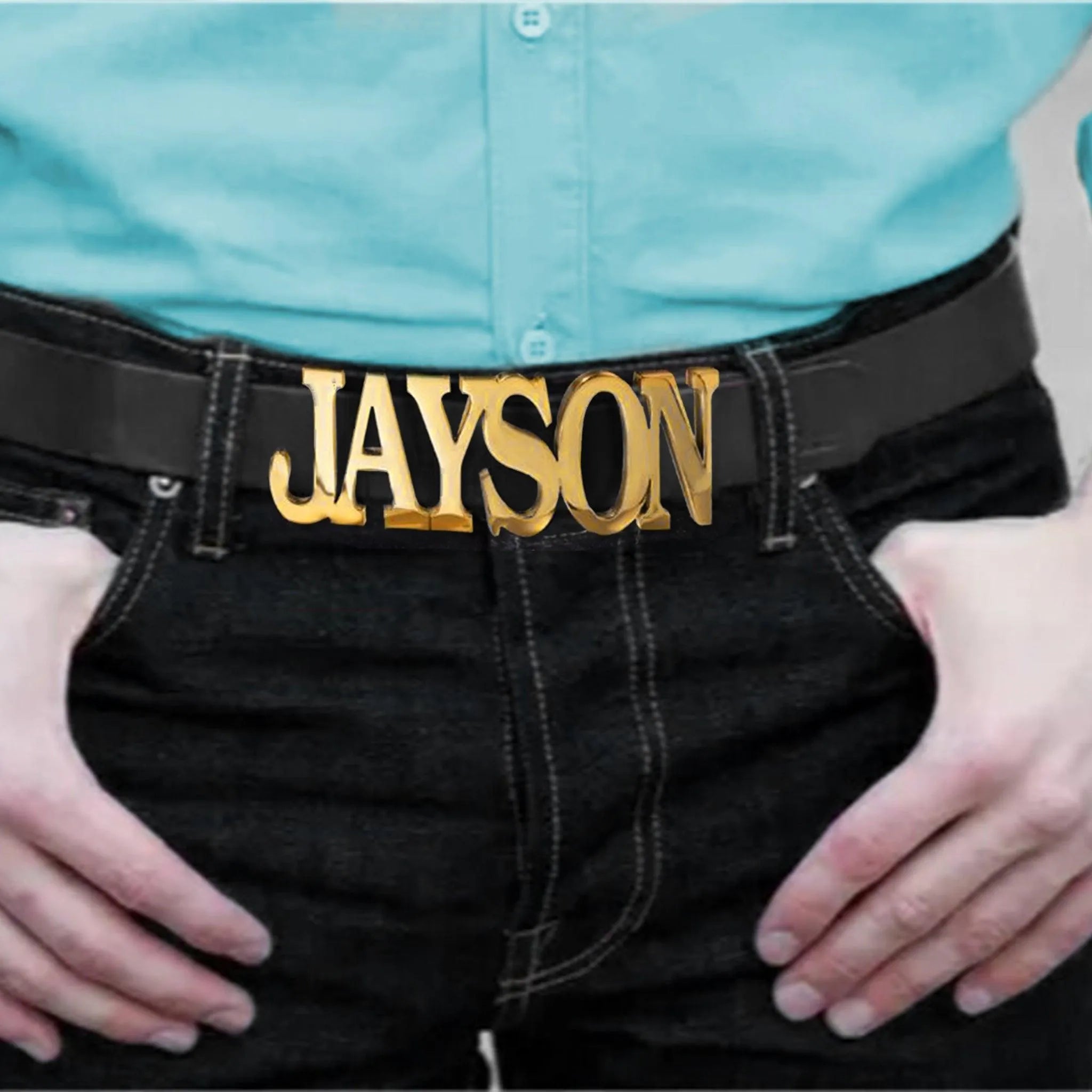Custom Name Belt Buckle - Personalized Unisex Hip-Hop Accessory, Gold/Stainless Steel with Optional Belt - Belbren