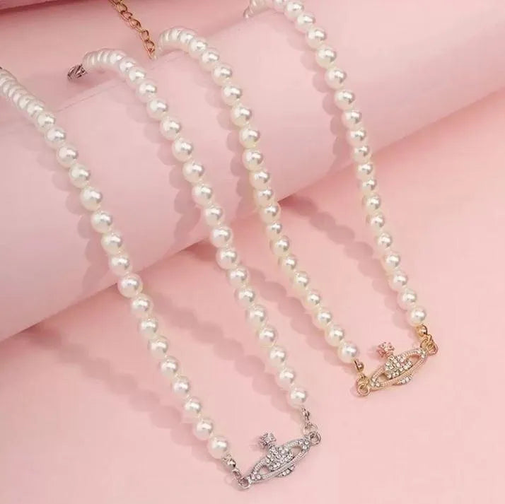 Saturn Pearl Choker Necklace - Elegant Gift for Birthday, Mother's Day, Valentine's, Christmas for Mom, Grandma, or Her - Belbren