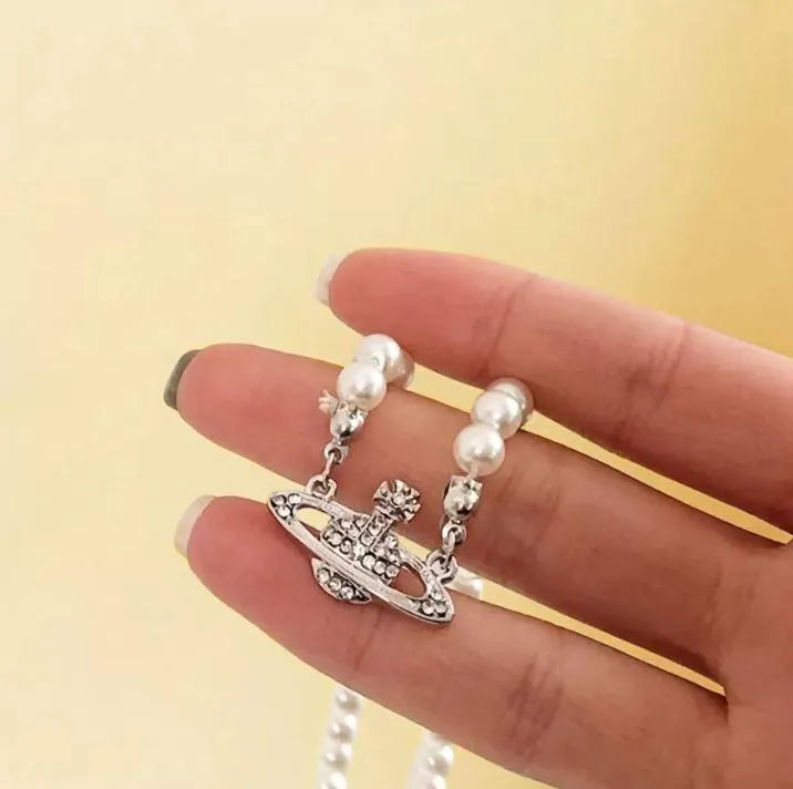 Saturn Pearl Choker Necklace - Elegant Gift for Birthday, Mother's Day, Valentine's, Christmas for Mom, Grandma, or Her - Belbren