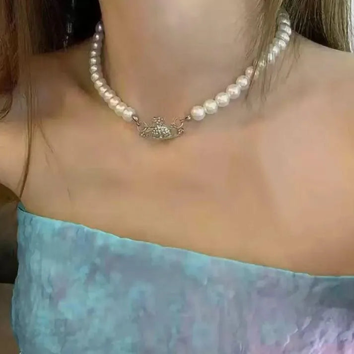 Saturn Pearl Choker Necklace - Elegant Gift for Birthday, Mother's Day, Valentine's, Christmas for Mom, Grandma, or Her - Belbren