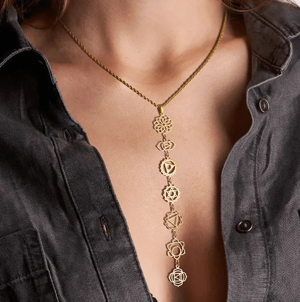 Dainty 7 Chakra Pendant Necklace - Spiritual Energy Jewelry, Healing Necklace, Perfect Gift for Yoga/Reiki and Boho Lovers - Belbren