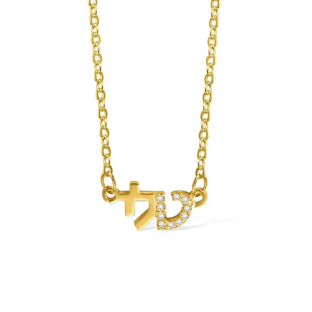 Gold necklace with Japanese katakana pendant, personalized custom jewelry for special occasions