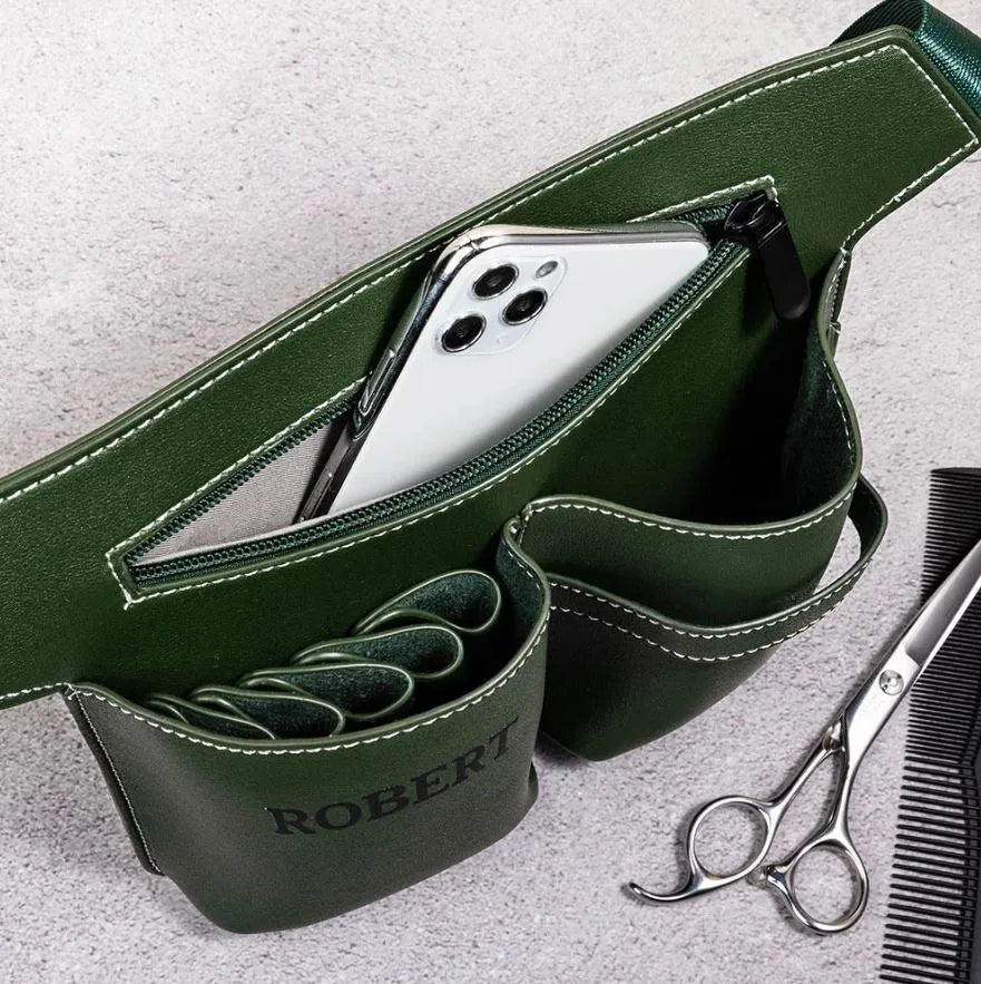 Custom Hairdresser Tool Belt Bag | Personalized Leather Scissor Pouch for Barbers - Belbren