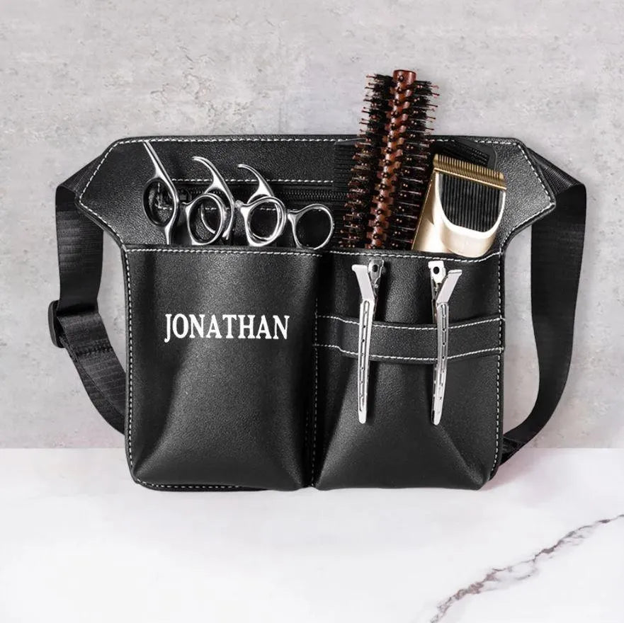 Custom Hairdresser Tool Belt Bag | Personalized Leather Scissor Pouch for Barbers - Belbren