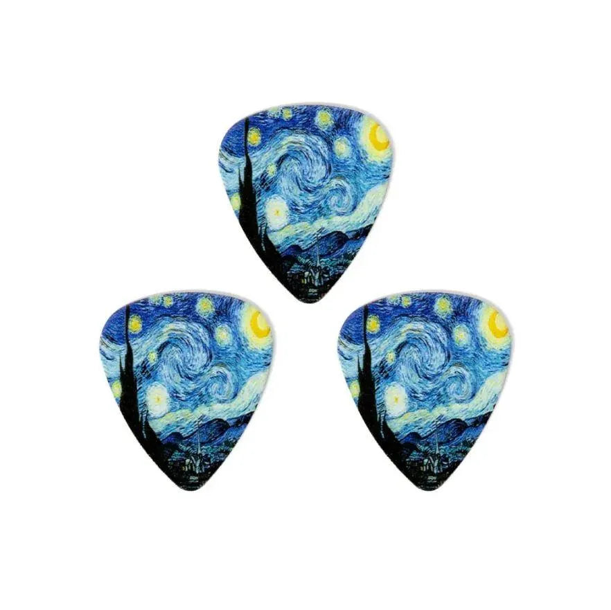 Custom Guitar Pick Holder with Personalized Name - Leather Keychain Case with 3 Starry Sky Picks - Perfect Gift for Guitarists - Belbren