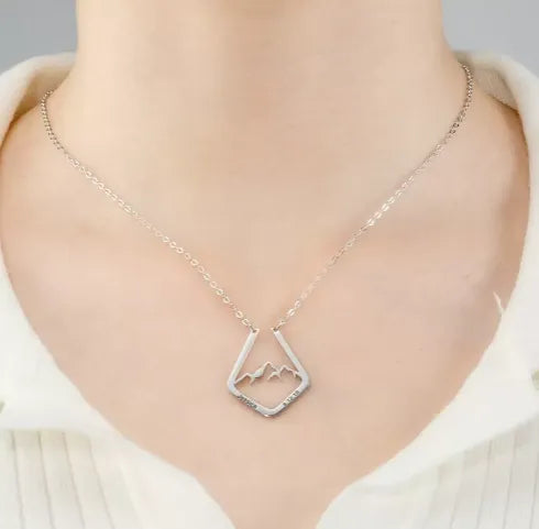 Personalized Mountain Ring Holder Necklace | Custom Engraved Geometric Ring Keeper Pendant | Mountain Range Minimalist Ring Keeper - Belbren