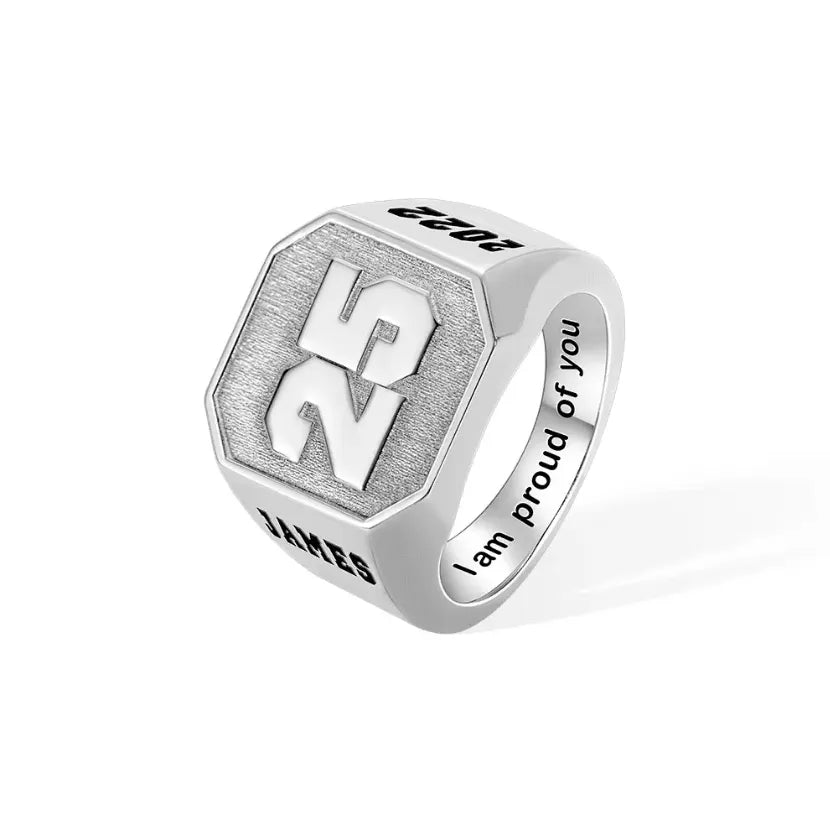 Custom Sports Championship Ring - Personalized Jersey Number Signet Ring for Baseball, Football, Basketball Fans - Belbren