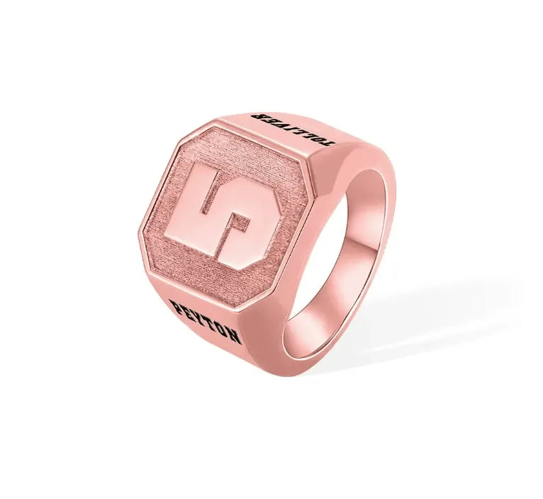 Custom Sports Championship Ring - Personalized Jersey Number Signet Ring for Baseball, Football, Basketball Fans - Belbren