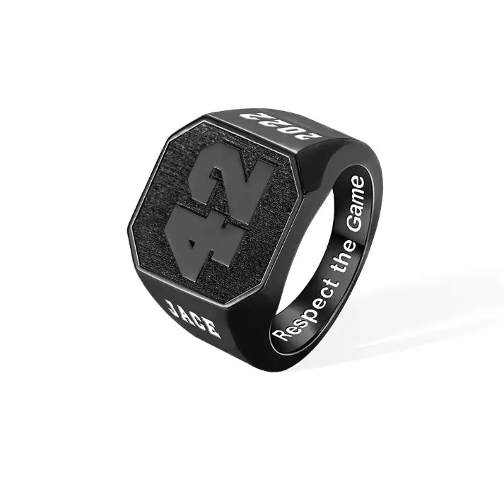 Custom Sports Championship Ring - Personalized Jersey Number Signet Ring for Baseball, Football, Basketball Fans - Belbren