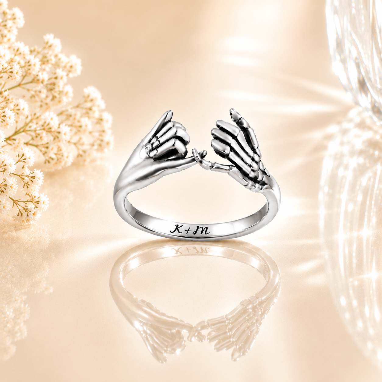 Personalized Skeleton Hand Pinky Promise Ring | Belbren