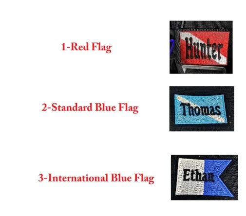 Personalized Scuba BCD Name Tag | Blue & White, Red & White Dive Flag Patch | Custom Embroidered Gear ID for Divers, Crew & Instructors - Belbren