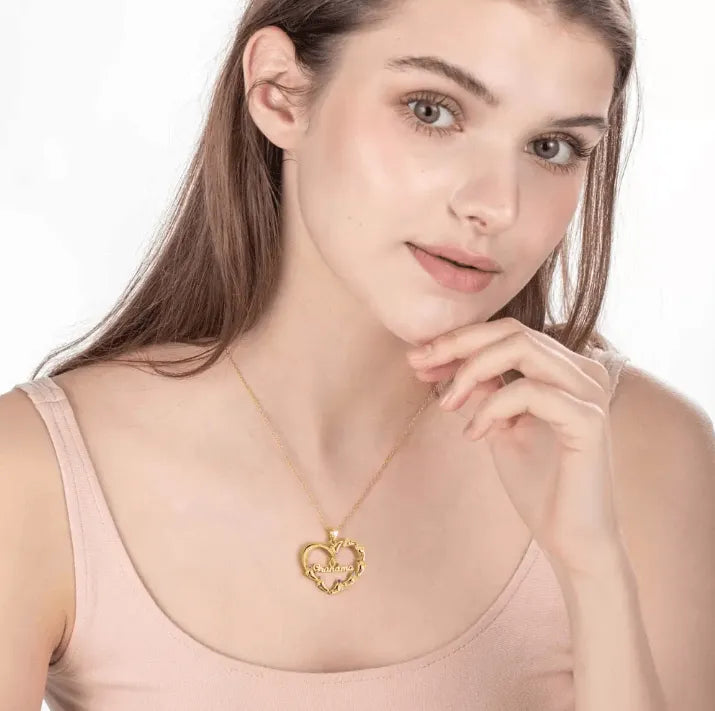 Custom Baby Feet Heart Necklace with Birthstones - Personalized Jewelry for Mothers, Grandmothers, New Moms - 925 Silver or Gold Plated - Belbren