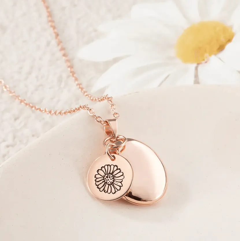 Custom Birth Flower Necklace Oval Photo Locket - Gift for Her - Belbren