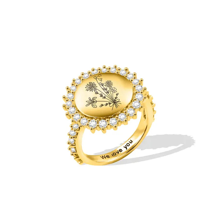Custom Birth Flower Ring - 1-8 Floral Bouquet Design - Ideal Mother's Day & Family Gift - Women's Jewelry - Belbren