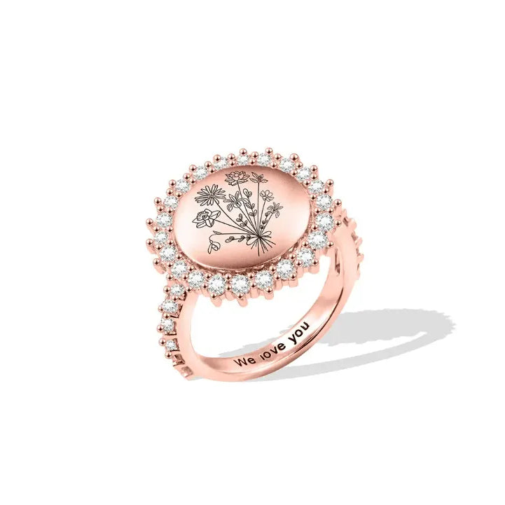 Custom Birth Flower Ring - 1-8 Floral Bouquet Design - Ideal Mother's Day & Family Gift - Women's Jewelry - Belbren