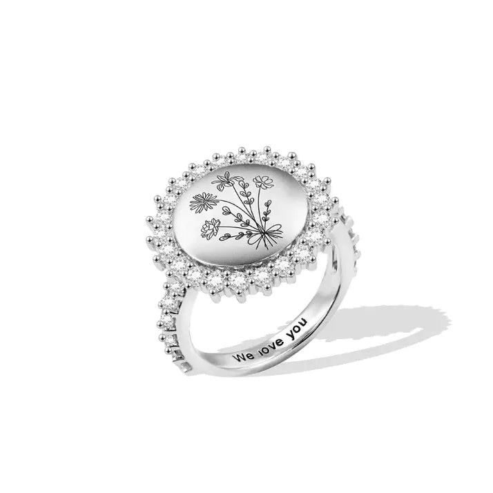 Custom Birth Flower Ring - 1-8 Floral Bouquet Design - Ideal Mother's Day & Family Gift - Women's Jewelry - Belbren