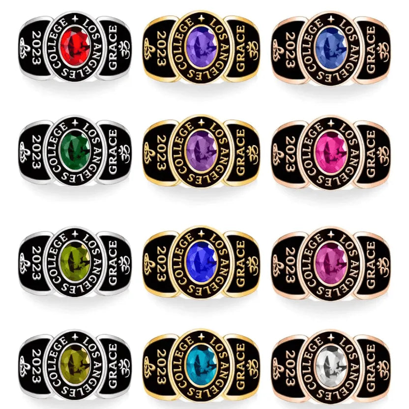 Custom High School College Birthstone Class Ring - Personalized Graduation Gift with Engraving Options - Belbren