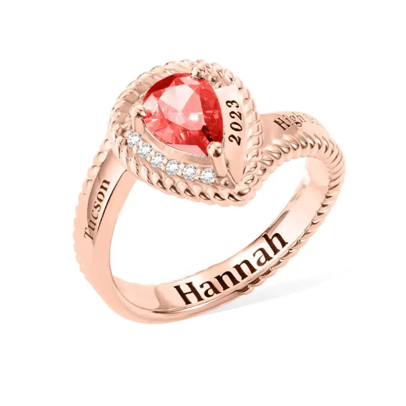 Custom Class Ring - Personalized High School & University Graduation Ring in Sterling Silver or Brass, Hypoallergenic with Customizable Birthstone - Belbren