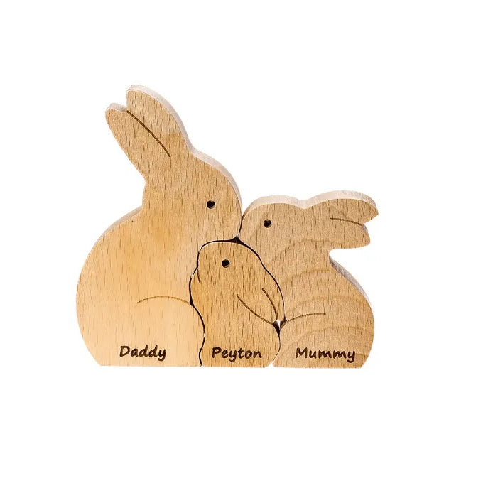 Custom Easter Bunny Family Puzzle - Personalized Wooden Easter Rabbit Nesting Toy - Unique Easter Gift & Home Décor - Belbren