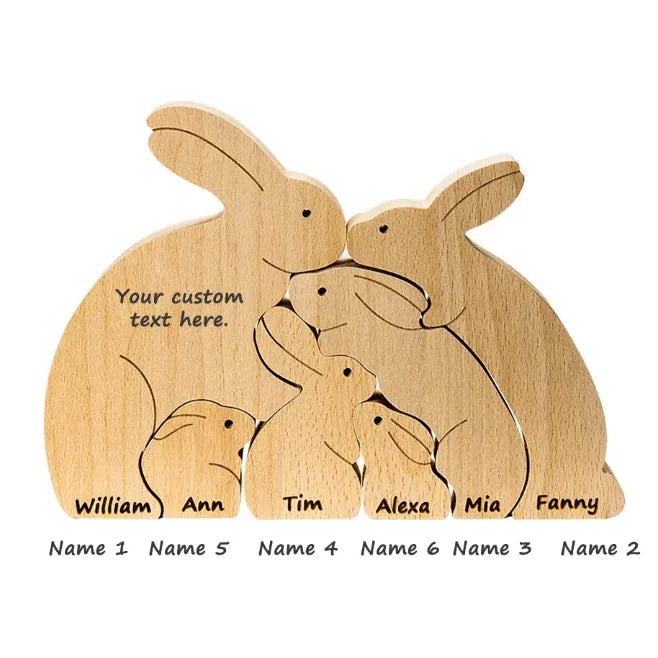 Custom Easter Bunny Family Puzzle - Personalized Wooden Easter Rabbit Nesting Toy - Unique Easter Gift & Home Décor - Belbren