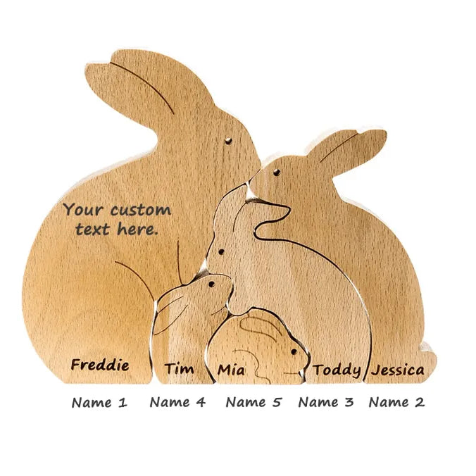 Custom Easter Bunny Family Puzzle - Personalized Wooden Easter Rabbit Nesting Toy - Unique Easter Gift & Home Décor - Belbren