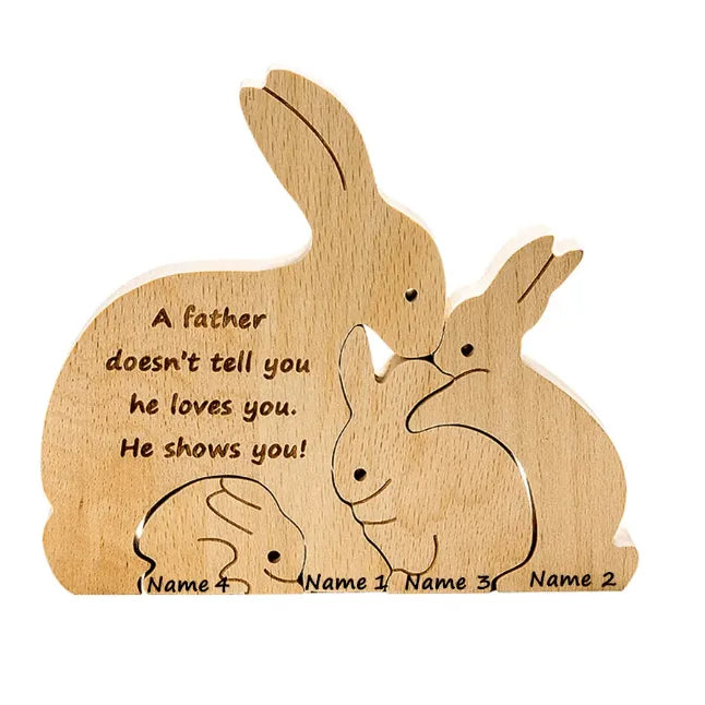 Custom Easter Bunny Family Puzzle - Personalized Wooden Easter Rabbit Nesting Toy - Unique Easter Gift & Home Décor - Belbren