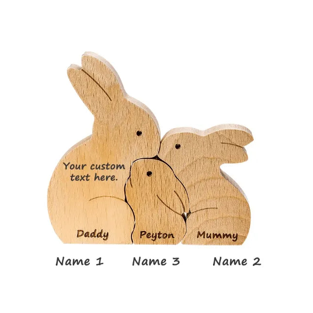 Custom Easter Bunny Family Puzzle - Personalized Wooden Easter Rabbit Nesting Toy - Unique Easter Gift & Home Décor - Belbren