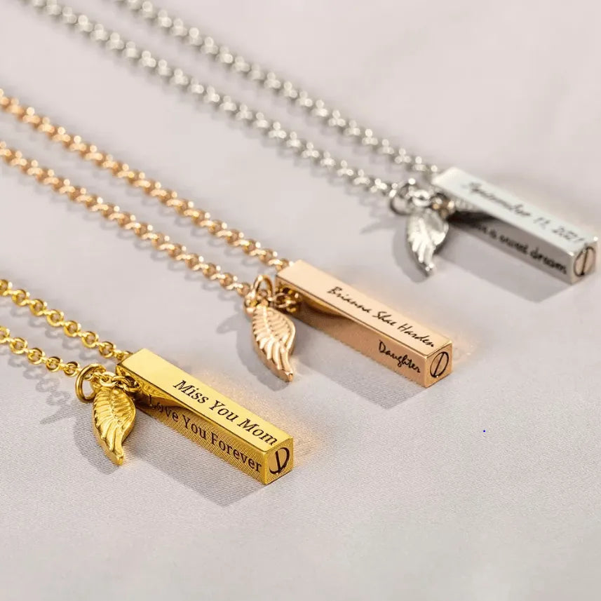 Custom Engraved Bar Urn Necklace - Personalized Cremation Jewelry for Ashes - Memorial Gift - Belbren