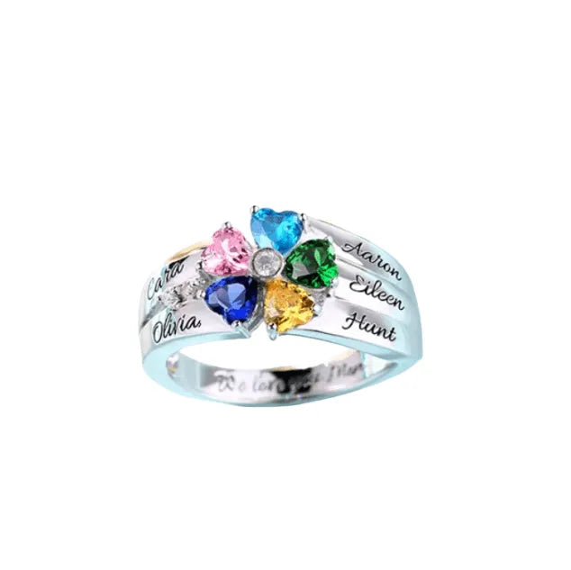 Custom Engraved Promise Rings with Birthstones: Personalized Jewelry for Couples, Moms, Grandmas - Perfect for Anniversaries & Mother's Day - Belbren