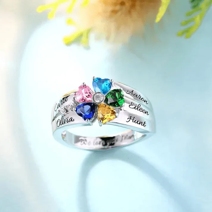 Custom Engraved Promise Rings with Birthstones: Personalized Jewelry for Couples, Moms, Grandmas - Perfect for Anniversaries & Mother's Day - Belbren