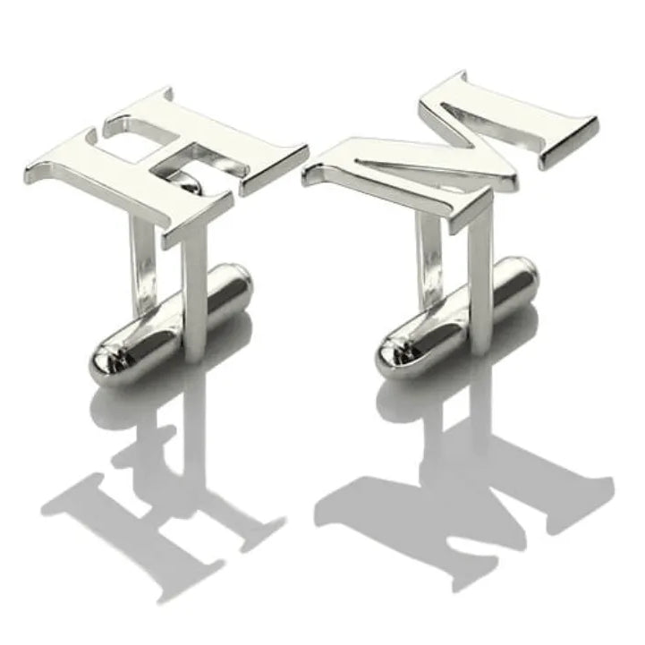 Custom Initial Cufflinks - Sterling Silver, Gold & Stainless Steel - Elegant Personalized Gift for Men - Belbren