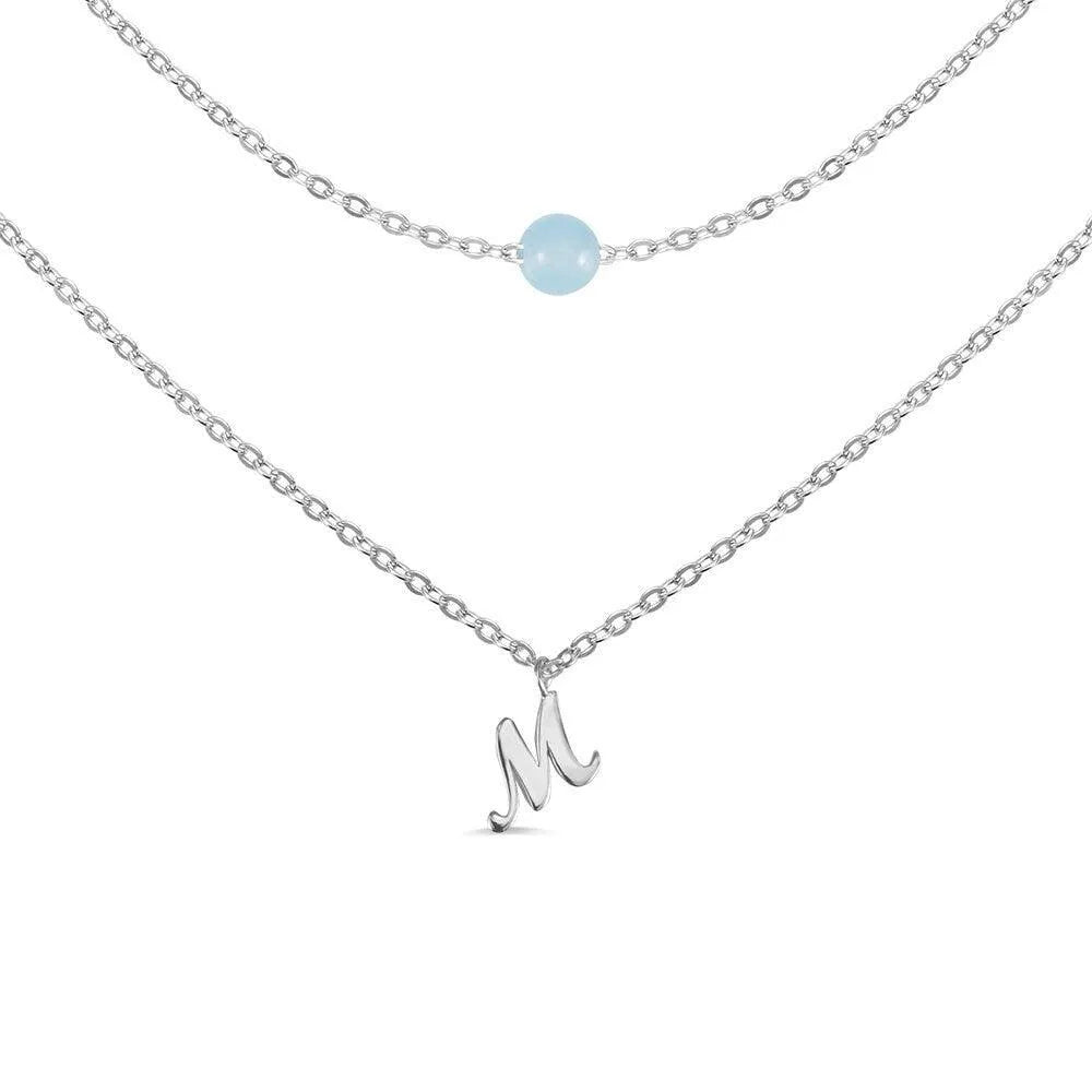 Custom Layered Initials and Tiny Moonstone Birthstone Necklace - Personalized Jewelry for Women - Elegant Rose Gold, Gold, or Silver Finish - Belbren