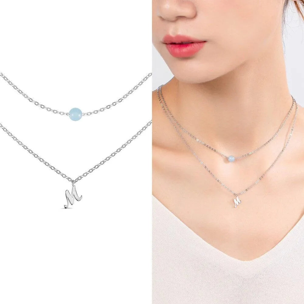 Custom Layered Initials and Tiny Moonstone Birthstone Necklace - Personalized Jewelry for Women - Elegant Rose Gold, Gold, or Silver Finish - Belbren