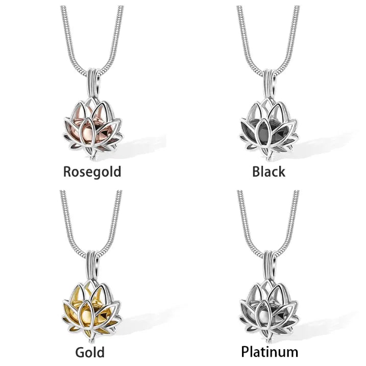 Custom Lotus Locket Urn Necklace - Personalized Cremation Jewelry for Human & Pet Ashes, Elegant Memorial Keepsake - Belbren