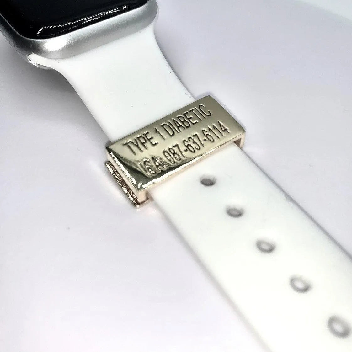 Custom Medical Alert ID Tag for Apple Watch Band | Personalized Smartwatch Medical Alert Charm | Diabetic & Allergy Information - Belbren