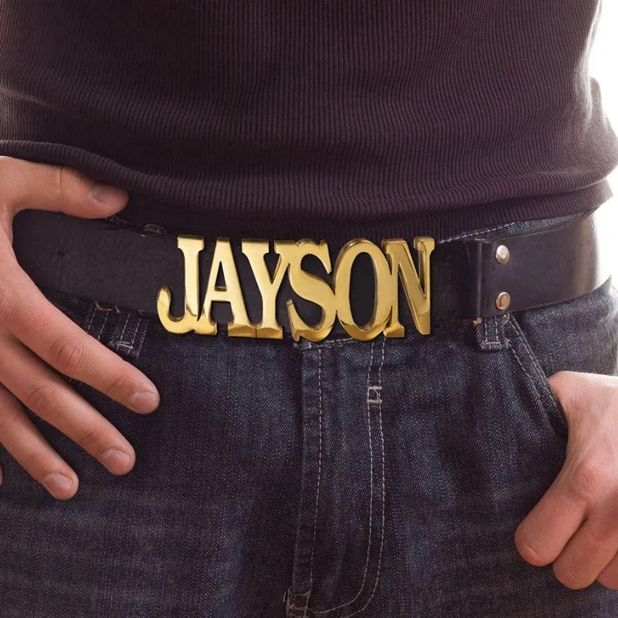 Custom Name Belt Buckle - Personalized Unisex Hip-Hop Accessory, Gold/Stainless Steel with Optional Belt - Belbren