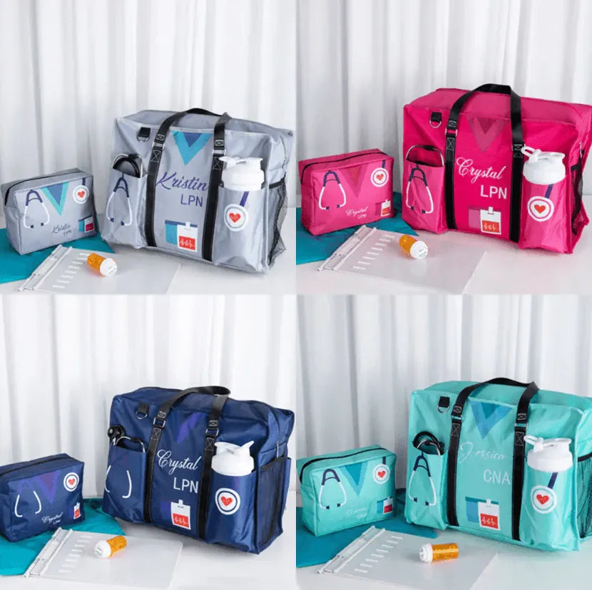 Custom Name Large Nurse Bag - Canvas with Zip, Ideal for RN, CNA, LPN Appreciation/Graduation Gifts, Matching Set Available - Belbren