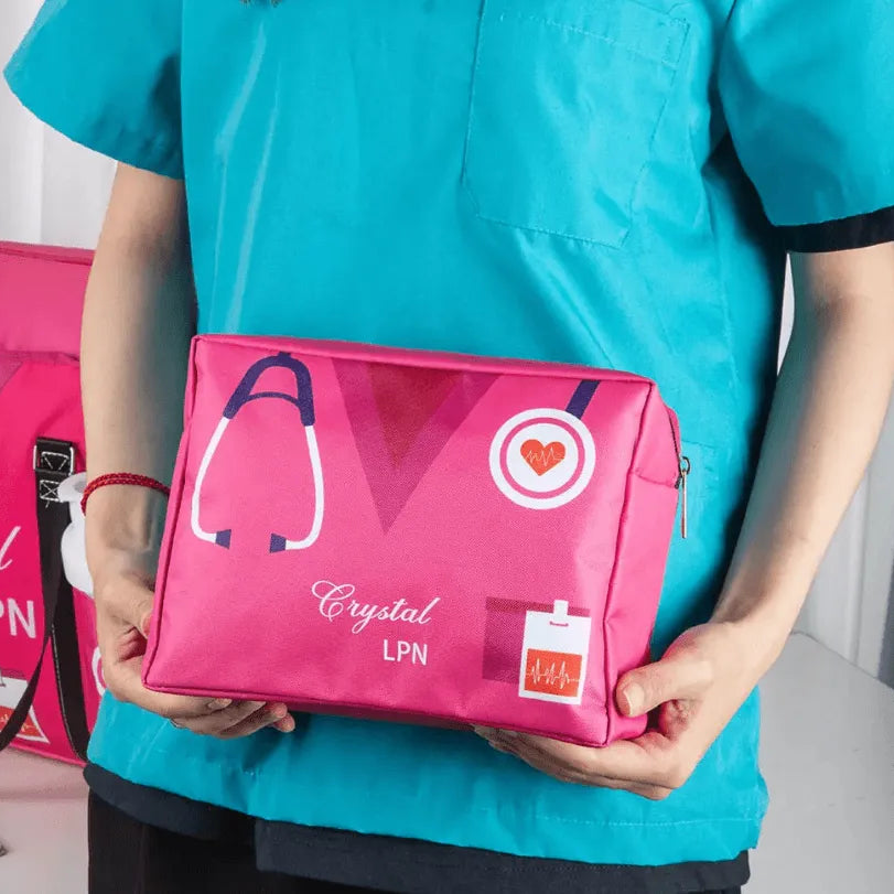 Custom Name Large Nurse Bag - Canvas with Zip, Ideal for RN, CNA, LPN Appreciation/Graduation Gifts, Matching Set Available - Belbren