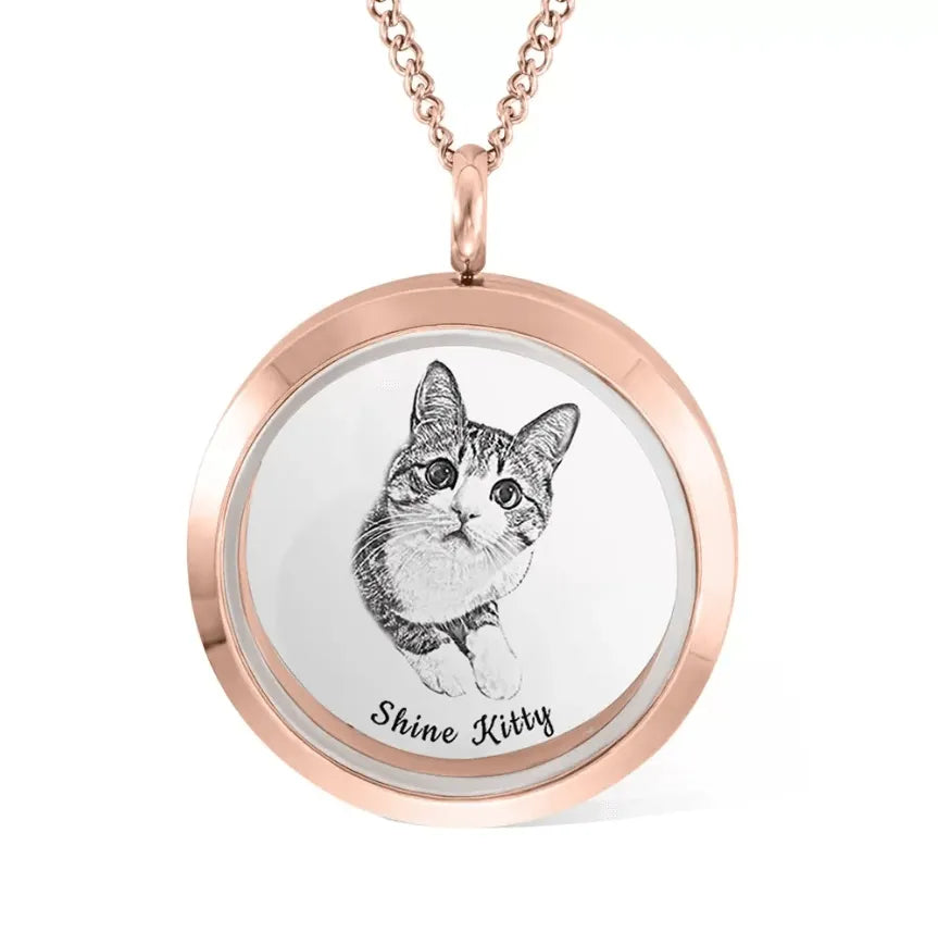 Custom Pet Memorial Urn Necklace - Cremation Photo Locket for Ashes - Belbren