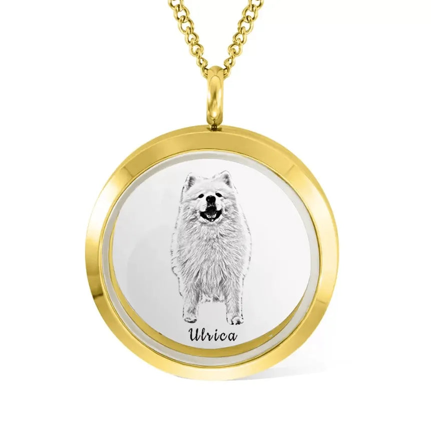 Custom Pet Memorial Urn Necklace - Cremation Photo Locket for Ashes - Belbren