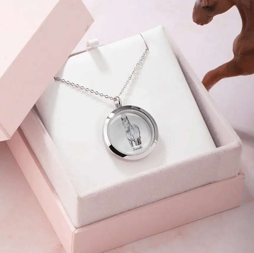 Custom Pet Memorial Urn Necklace - Cremation Photo Locket for Ashes - Belbren