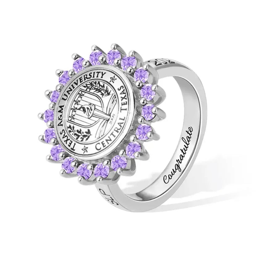 Customizable Graduation Gift Signet Ring - Personalized with School Logo, Family Crest, and Birthstone, Available in Brass or Sterling Silver - Belbren