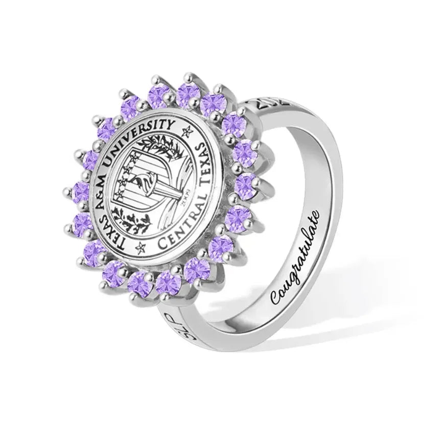 Customizable Graduation Gift Signet Ring - Personalized with School Logo, Family Crest, and Birthstone, Available in Brass or Sterling Silver - Belbren