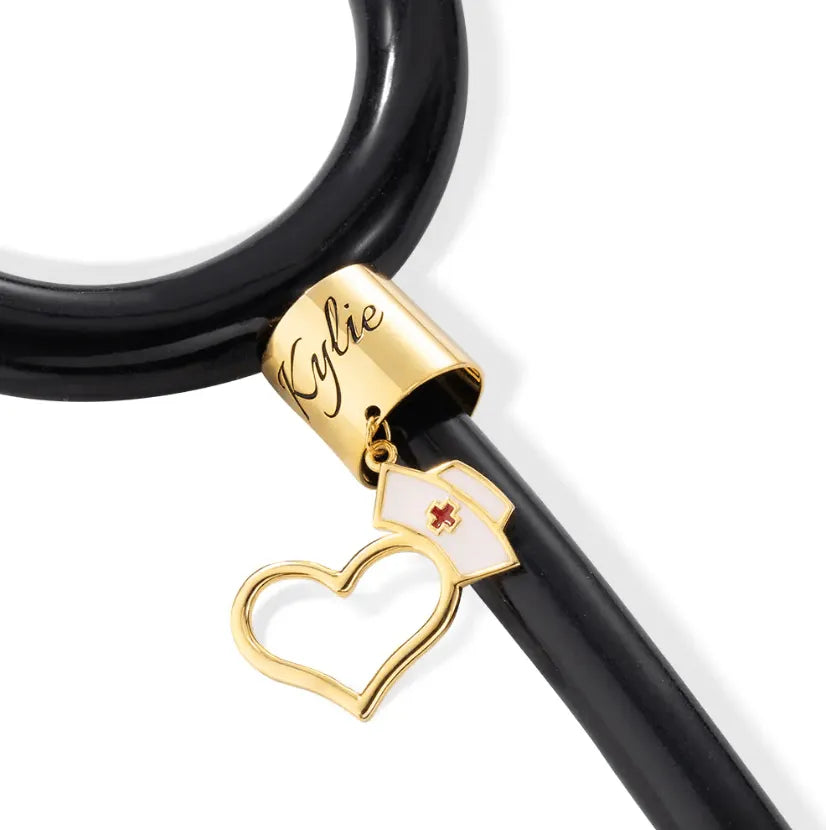 Customizable Stethoscope ID Tag with Personalized Name Engraving and Nurse Cap Charm – Ideal Gift for Medical Professionals, Doctors, and Nurses - Belbren