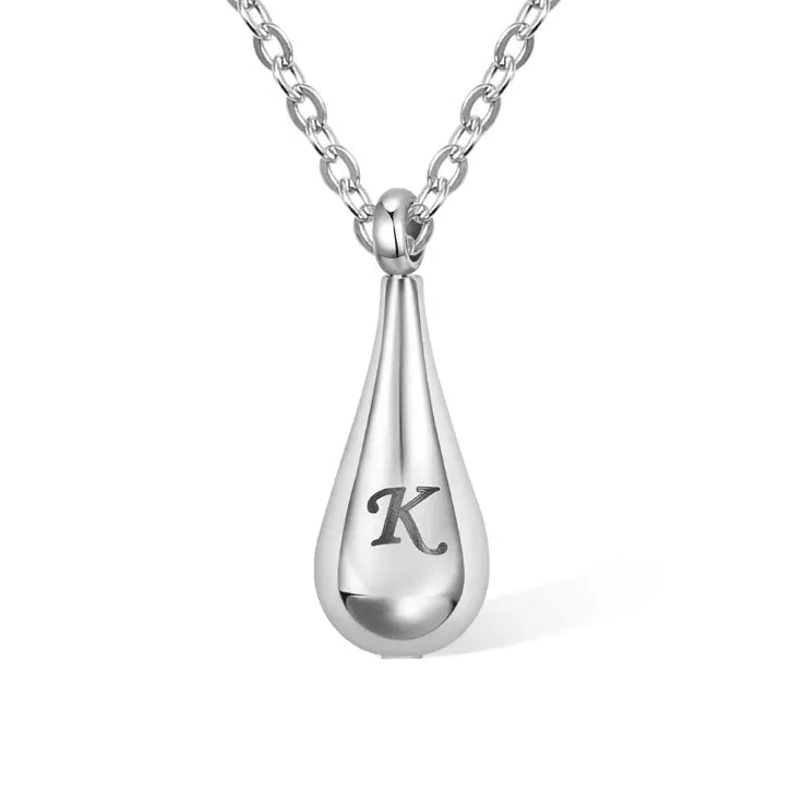 Engraved Teardrop Cremation Urn Necklace - Personalized Memorial Jewelry for Ashes - Belbren