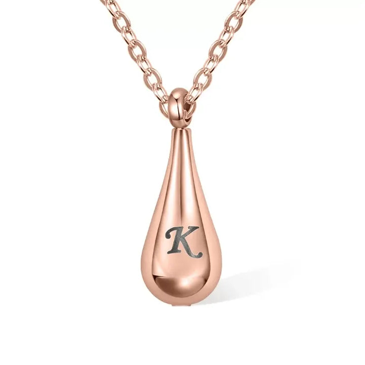 Engraved Teardrop Cremation Urn Necklace - Personalized Memorial Jewelry for Ashes - Belbren