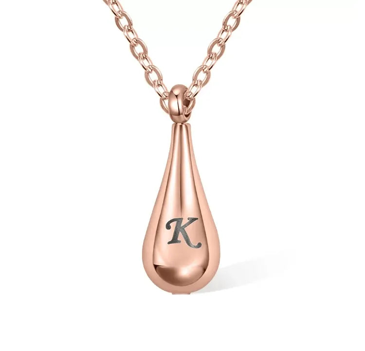 Engraved Teardrop Cremation Urn Necklace - Personalized Memorial Jewelry for Ashes - Belbren